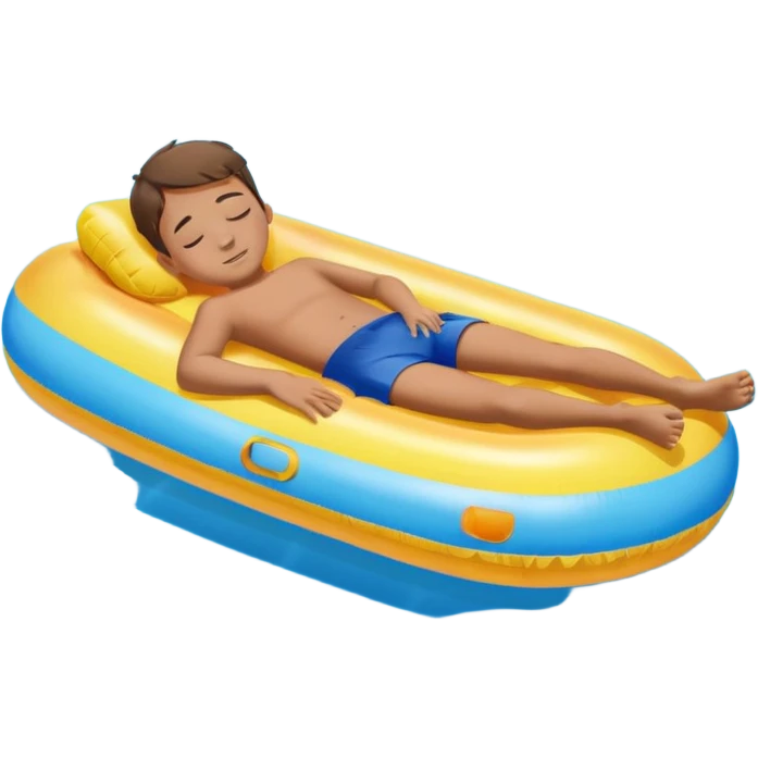 boy sleeping on a float in a swimming pool emoji