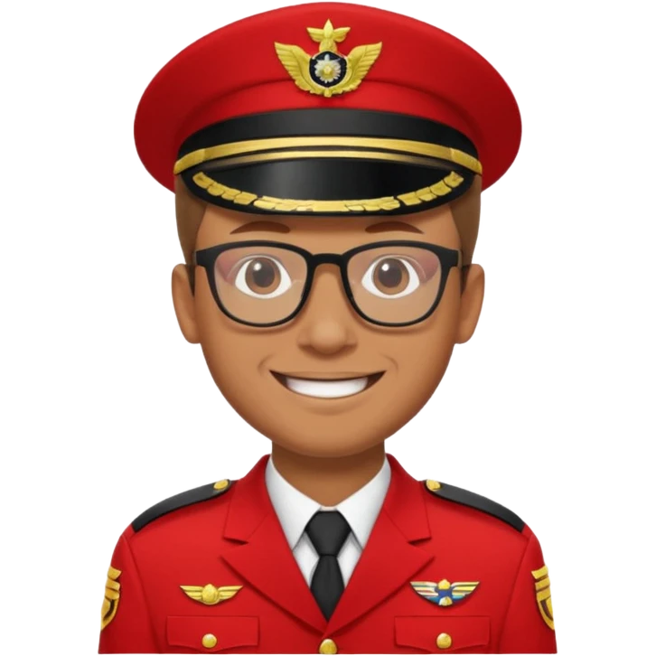 Smiling military man with glasses in red uniform emoji