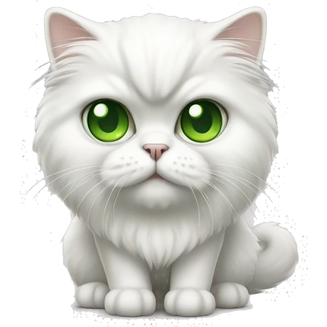 white persian cat with green eyes full body emoji