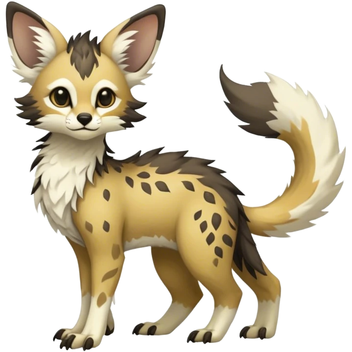 Feral Rare Fantasy Vernid-Trico-species by LiLaiRa, random markings, tufted tail, tufted ears, full body emoji