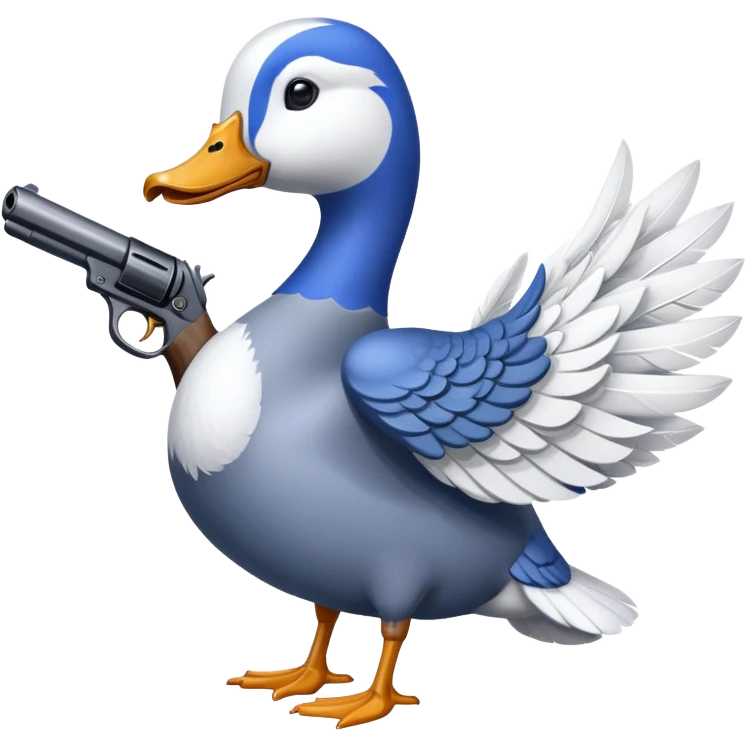 Blue Goose goose duck with pistol emoji