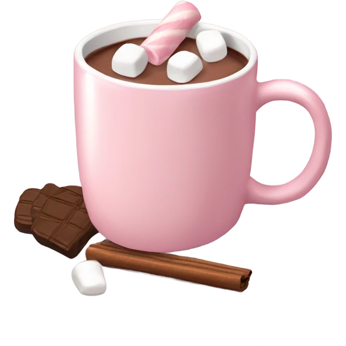 Light Pink mug of hot chocolate with marshmallows  emoji