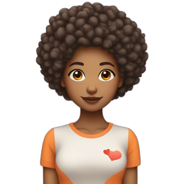 Light skin girl afro orange with heart shaped hands emoji