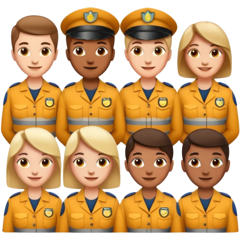 a group of working class people in uniforms, emoji style emoji
