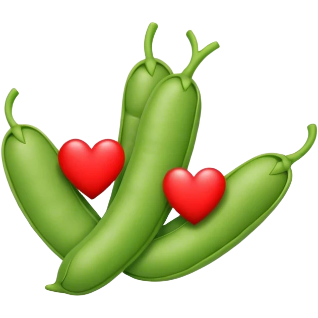 Three soy beans and a heart emoji