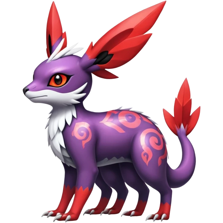  Cute Shiny Exotic Colorful Guilmon-Latias-Koraidon-Umbreon-Fakémon-hybrid-creature (full body)  emoji