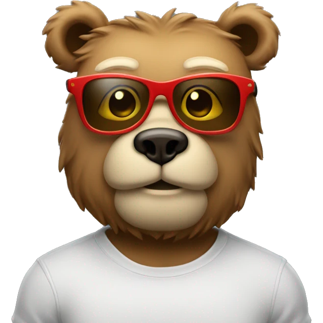 a moustachioed bear with muscular square glasses full body emoji