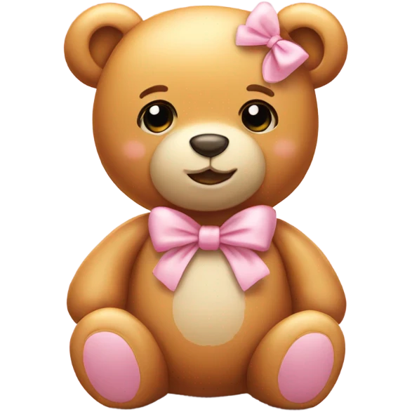 honey colored teddy bear with pastel pink bow emoji