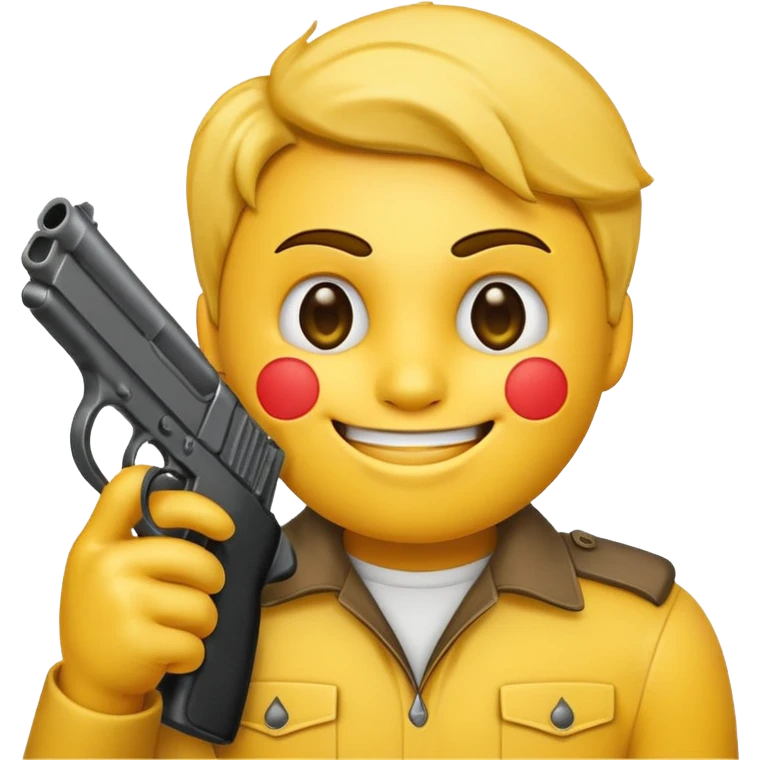 It should look like the smiling emoji with a gun to his head. The muzzle is pointed towards his face (This is ironically) emoji