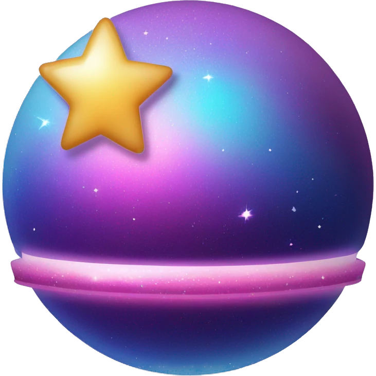 sparkly glittery blue purple and pink gradient planet with a cheesy saturn ring emoji
