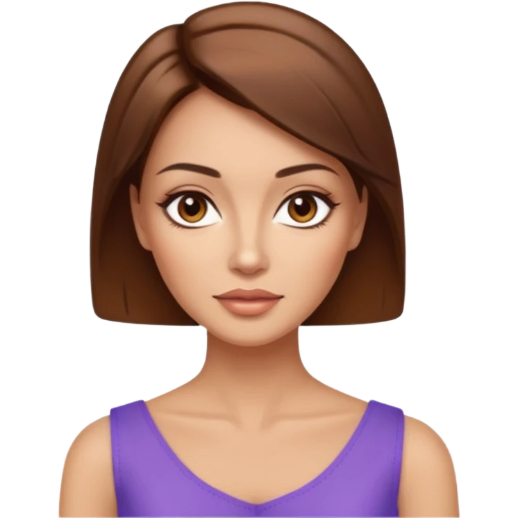create an emoji of an adult woman with botox, with a square cut and brown hair, light skin, brown eyes and an elegant top emoji