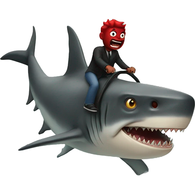 Devil riding a huge shark emoji