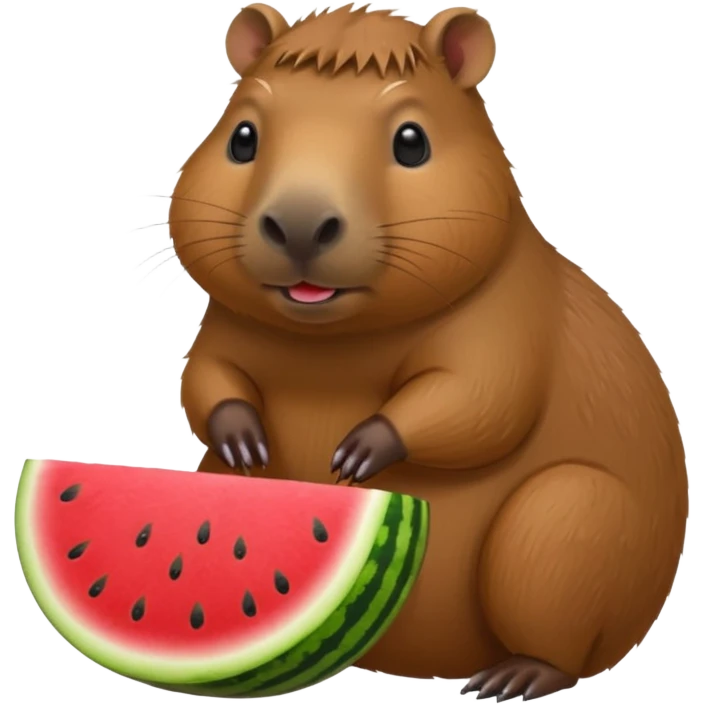Capybara with watermelon and cute emoji