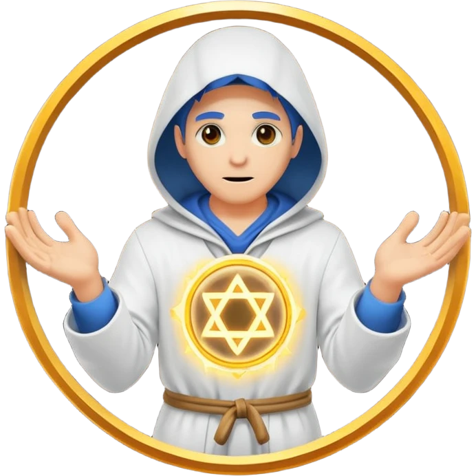 human alchemist character sudden idea with glowing transmutation circle emoji