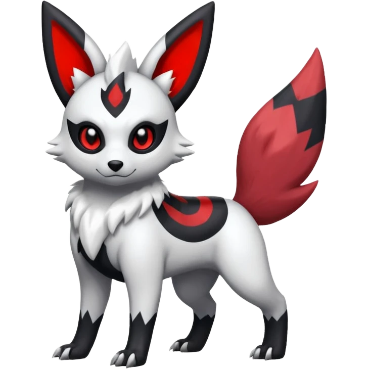 White, black and red Absol-Umbreon-Zangoose-fusion (full body) emoji