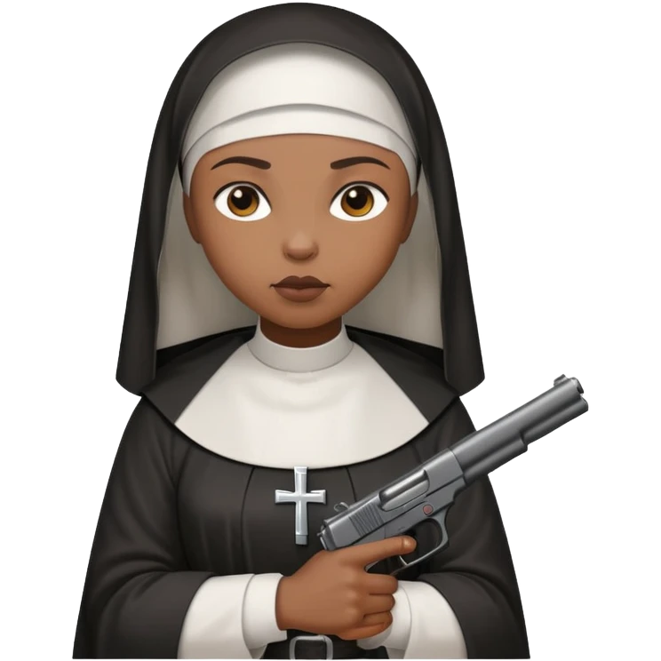Black woman nun holding a gun emoji