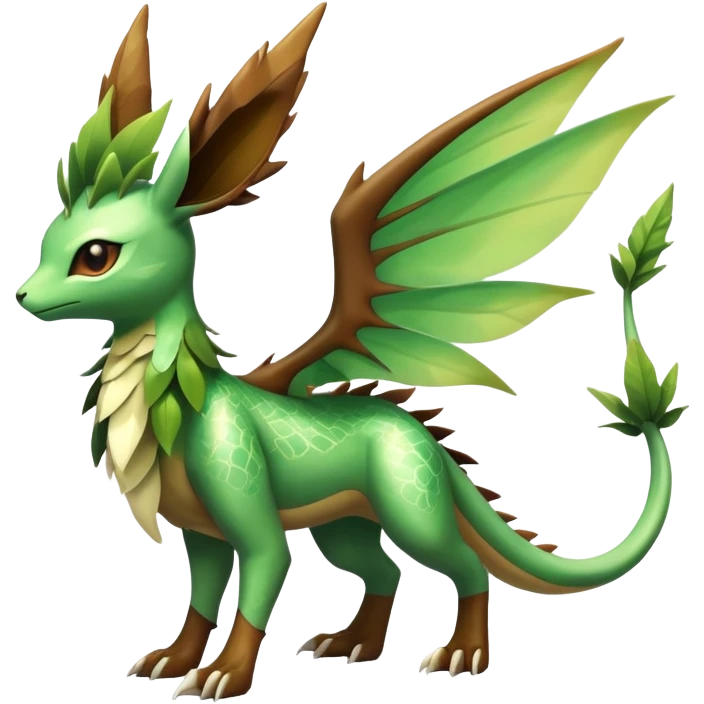 Exotic Tropical Rare Shiny Epic Ethereal Leafeon-Flygon-Tropius-hybrid, full body emoji