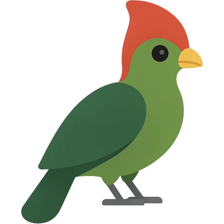 red-crested turaco, flat toon illustration emoji