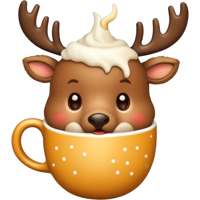 cute reindeer sipping hot eggnog emoji