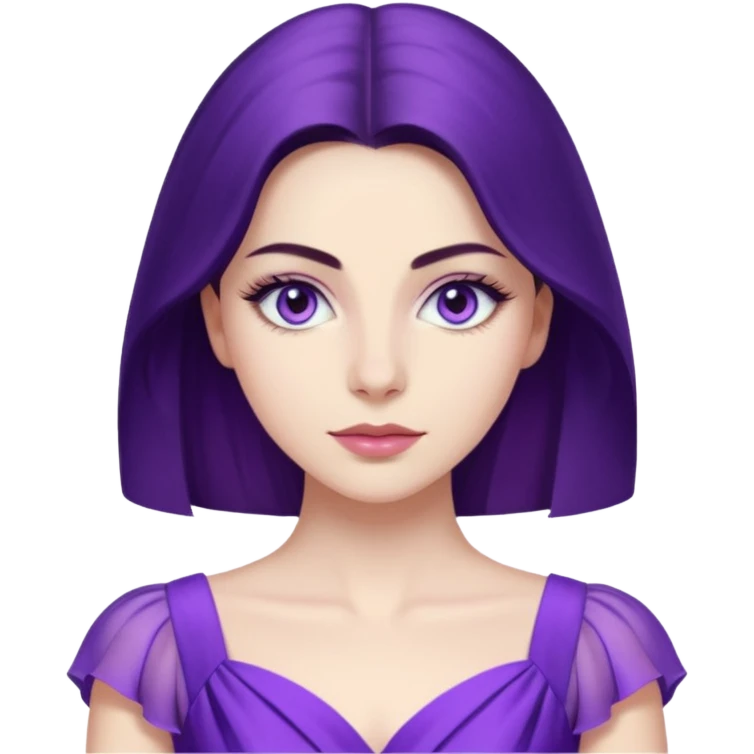 Demet özdemir as a character from game of thrones with lilac eyes and a purple dress. emoji