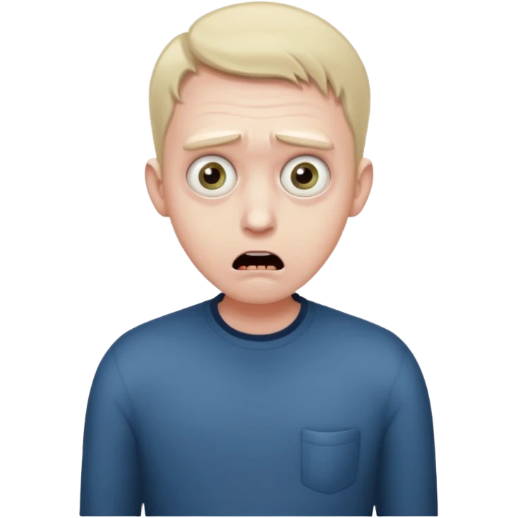 A realistic portrait of a man in horror, waist-length emoji