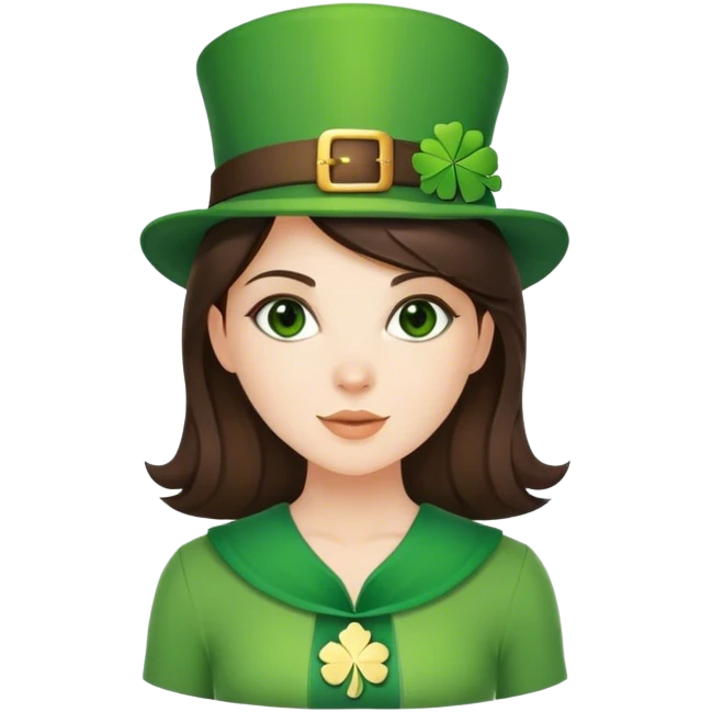 Brunette woman st Patrick’s day emoji