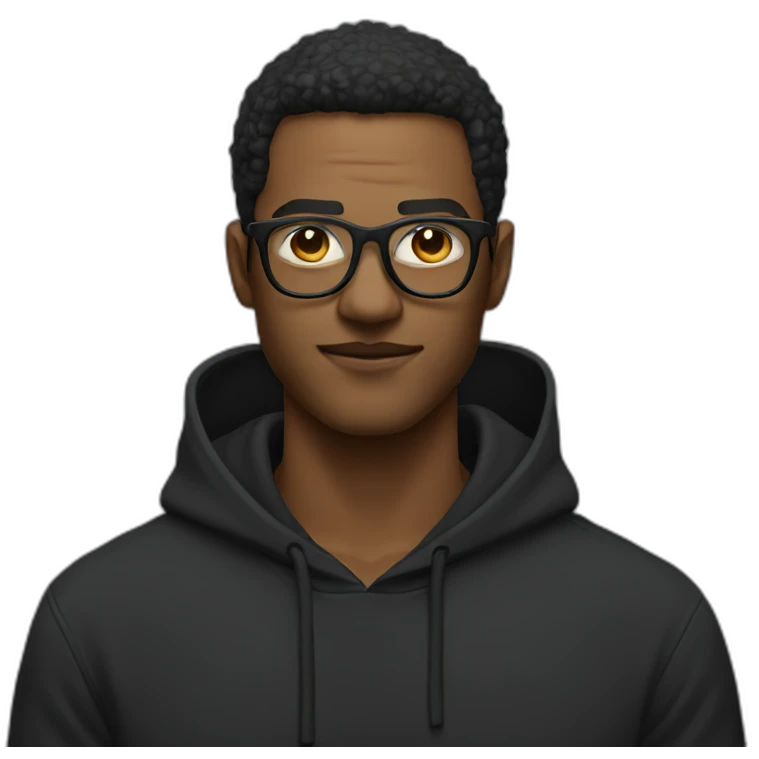 dude with black hoodie and glasses squinting eyes emoji
