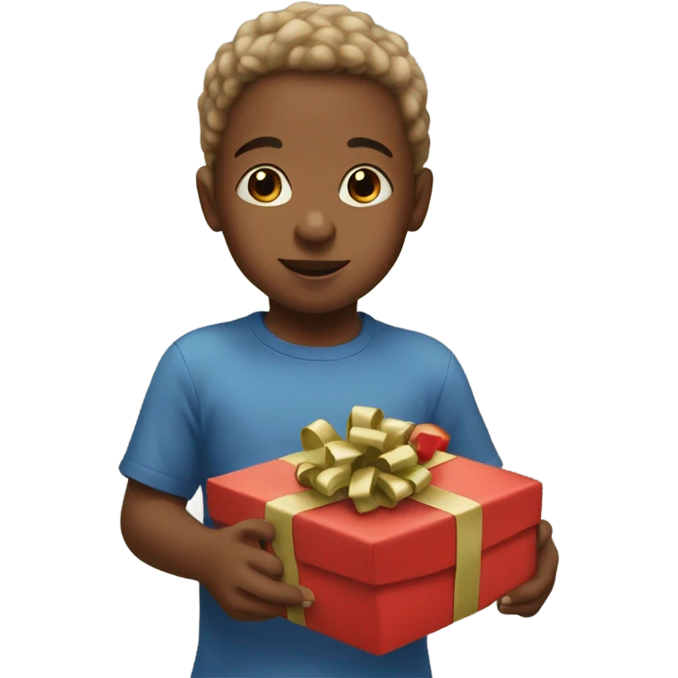 Small white child opening christmas presents  emoji