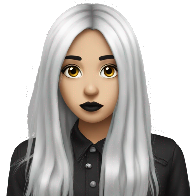 Goth girl long hair with bangs Latina emoji