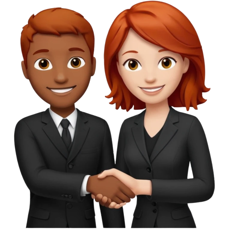 two black and redhead emoji’s handshaking  emoji