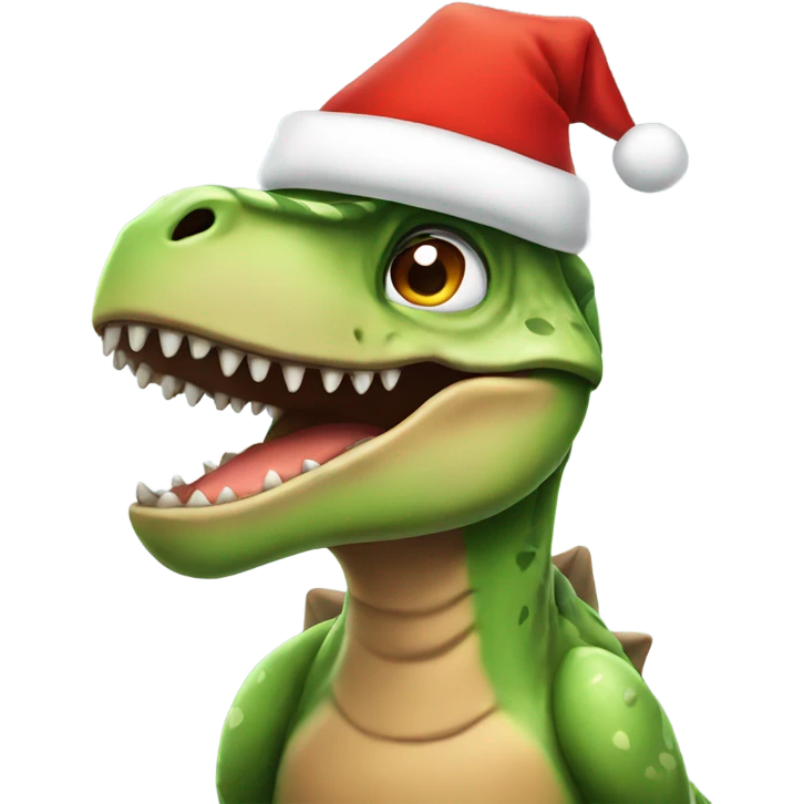 dinosaur in a santa hat emoji