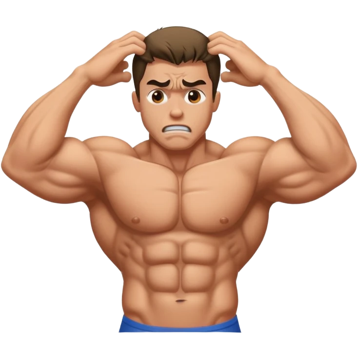 bodybuilder frustrated pulling hair emoji