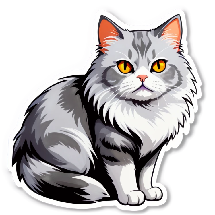 Light grey fluffy cat with orange eyes  emoji