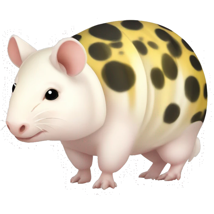 White chubby armadillo pig with yellow and black spots and cute face emoji