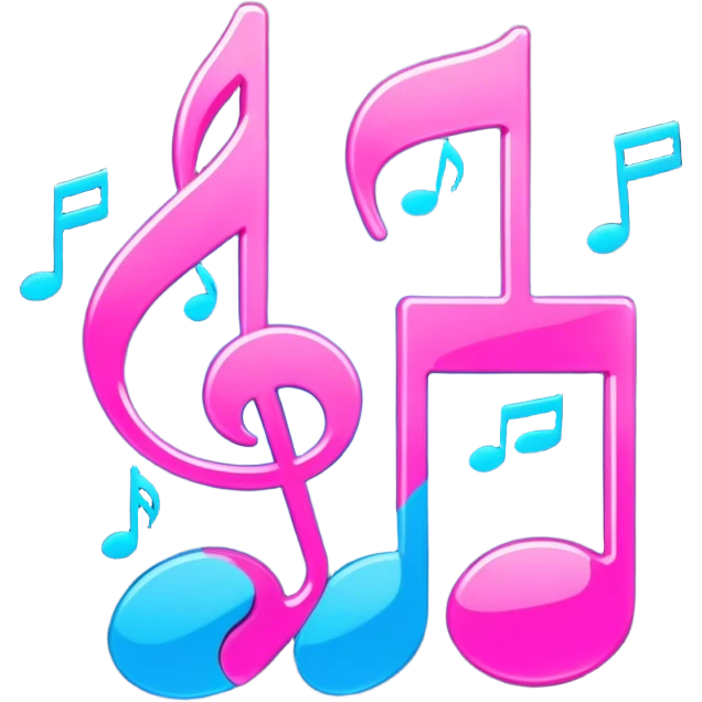 neon pink and blue notes emoji