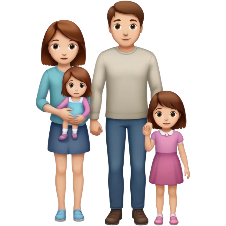 A man with brown hair with a child, a daughter, and a girl by the hand. The child has reddish brown hair emoji