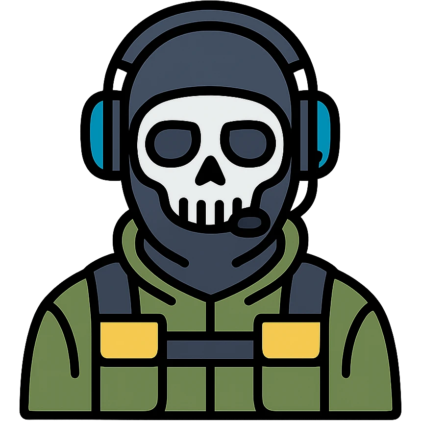 Call of Duty Ghost character with skull mask, tactical military outfit emoji