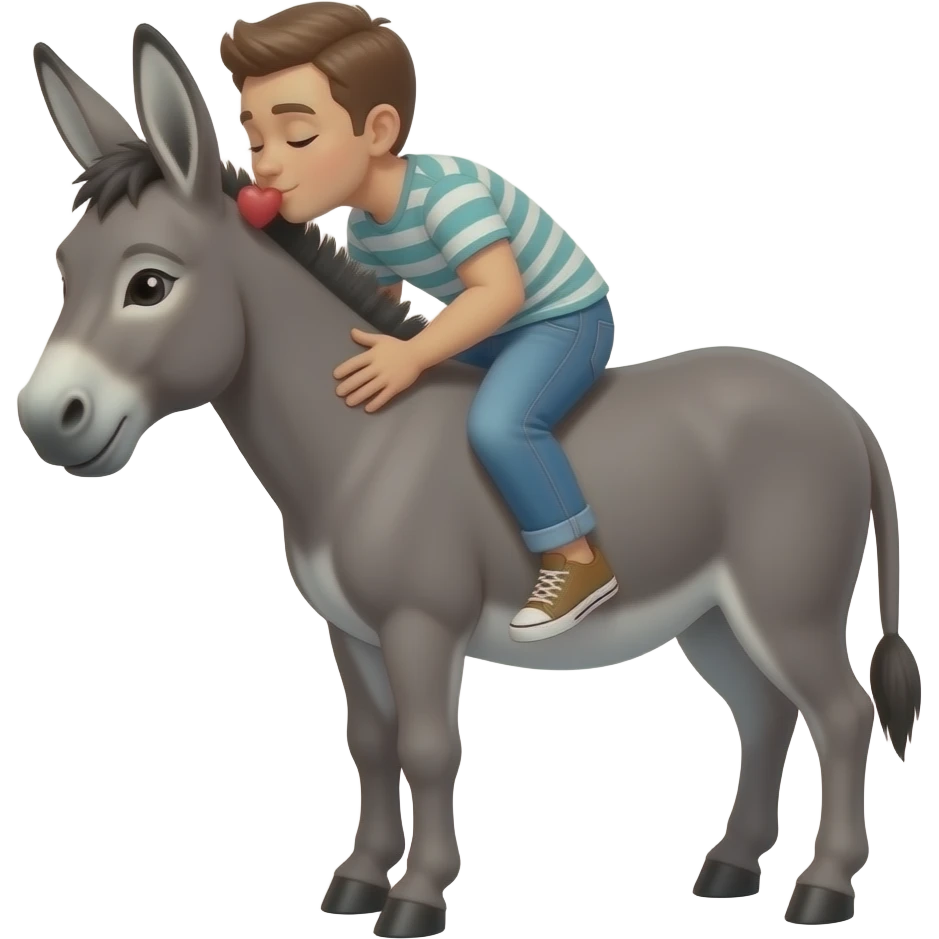 A emoji kissing a donkeys but emoji