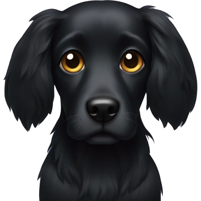 Black dog with Long hair and ears emoji