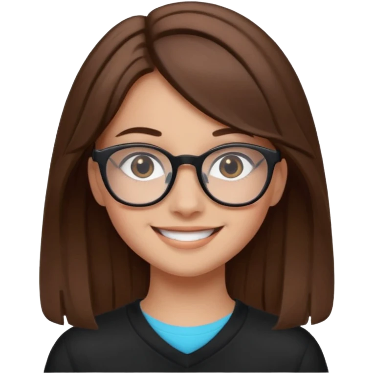 ragazzina di 16 anni castana capelli lunghi con occhiali neri  emoji