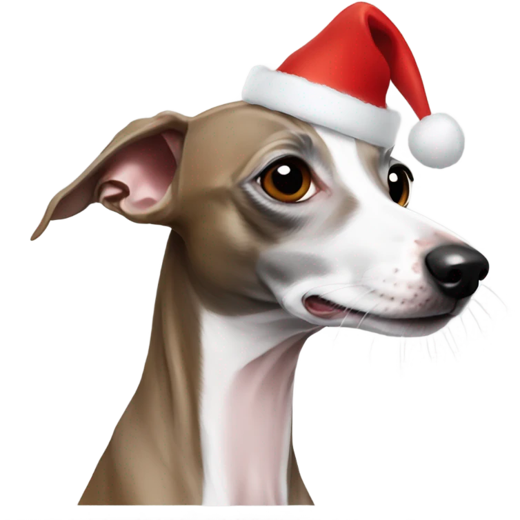 Italian greyhound in Santa hat emoji