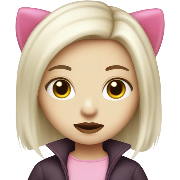 Cute pale vampire hello kitty girl split dye blonde and pink hair emoji