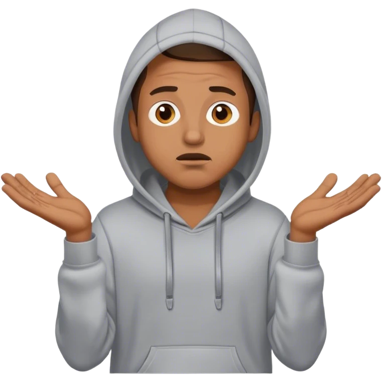 Man in hoodie shrugging his shoulders  emoji