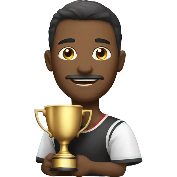 a man wth a champion cup emoji