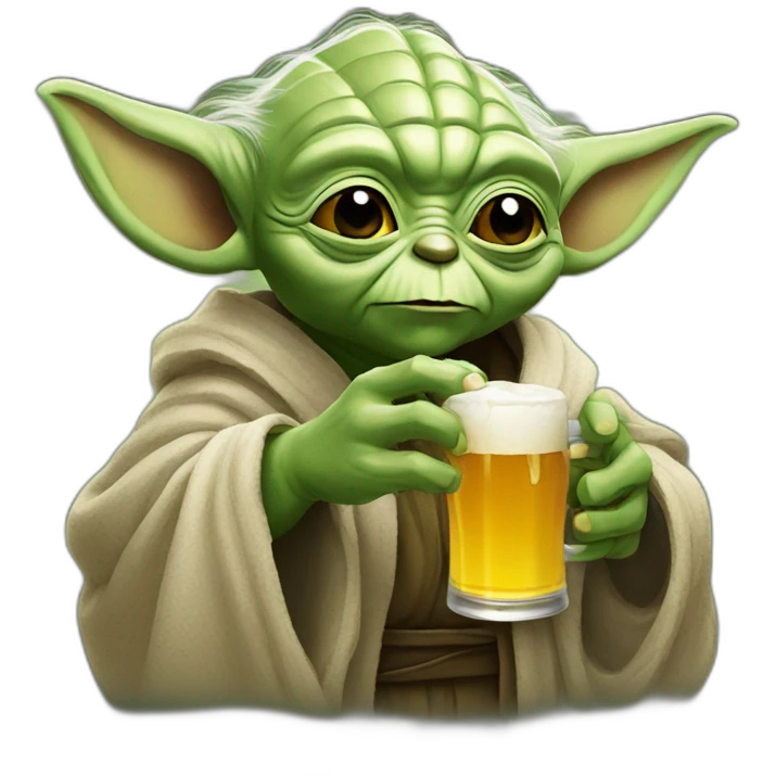 Yoda drinking a beer emoji