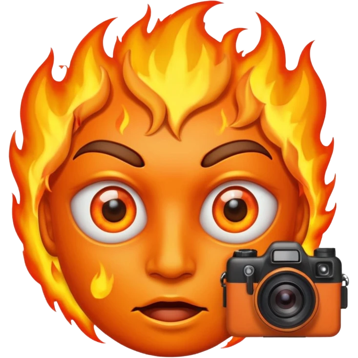 fire face with camara ayes emoji