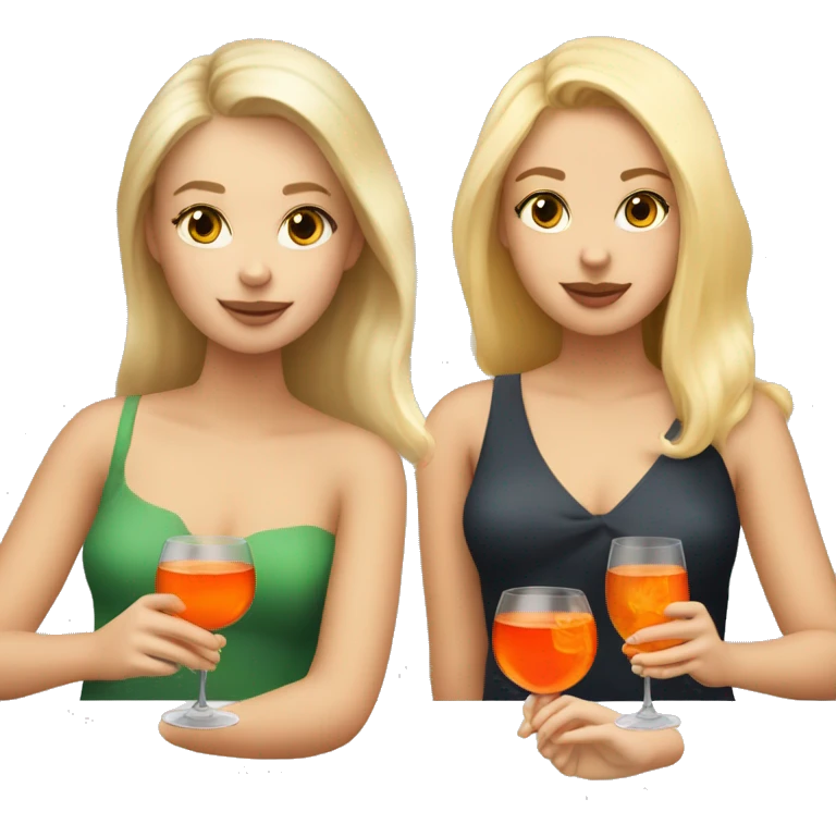 Two girls one blonde and one brown hair drinking aperol emoji