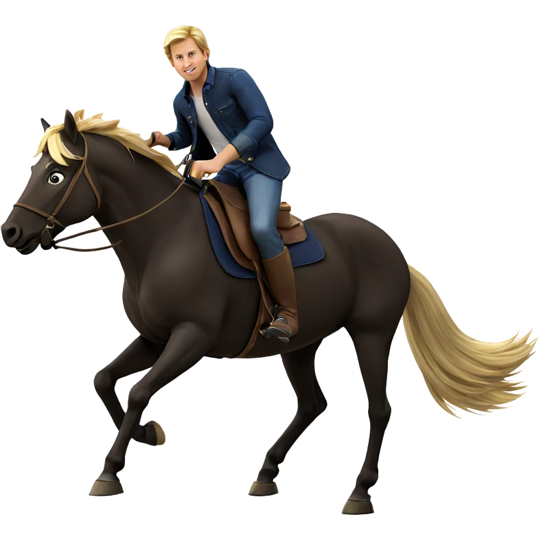 blonde boy horseback riding emoji