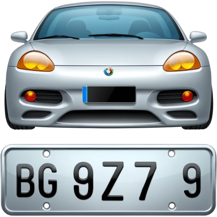 Make a car number plate say this BGZ9007 and make the car there to emoji