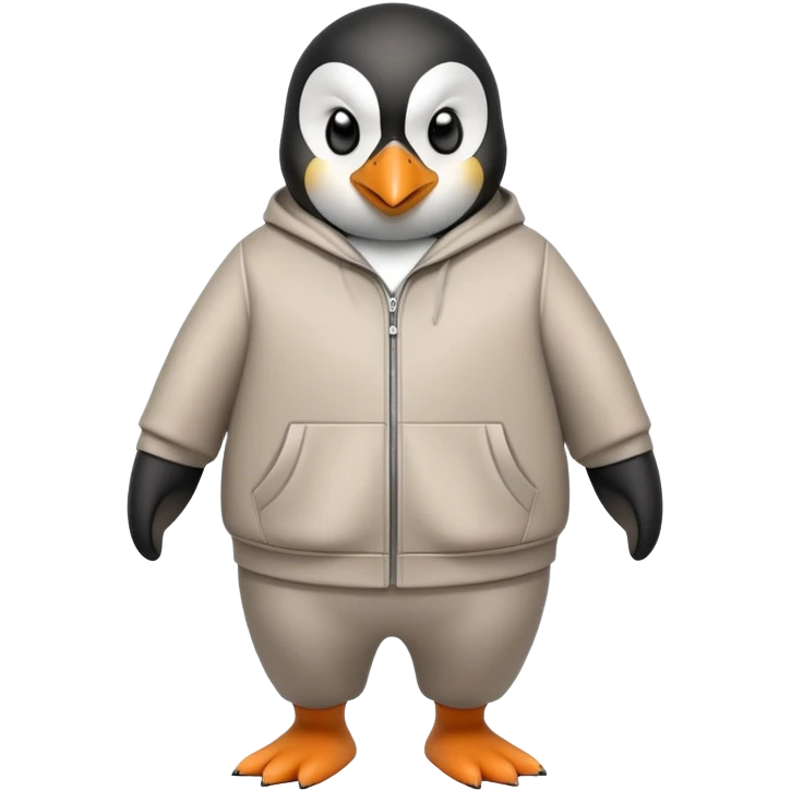 friendly anthropomorphised penguin wearing a mafia-style tracksuit, angry expression, brisk purposeful stride emoji